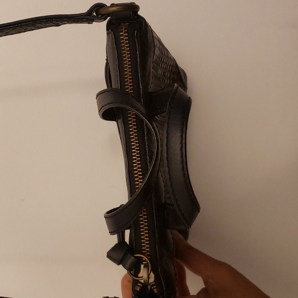 Frye Melissa Mini Shopper Leather Crossbody Adjustable Studs Black Gold - Picture 11 of 17